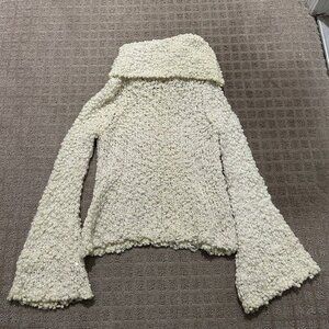 Chelsea & Violet Womens Knit Pullover Turtleneck Sweater Small S White Cream